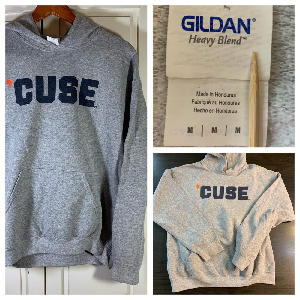 Gildan Gray CUSE Syracuse Orange Hoodie Sweatshirt Pullover Size Medium